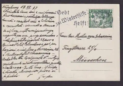 Deutsches Reich EF 502 B WHW Stempel Winterhilfe Würzburg Marienbrücke Festung