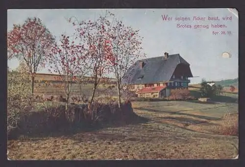 Ansichtskarte Feldpost Triberg Baden Württemberg Spruch Wer seinen Acker baut...