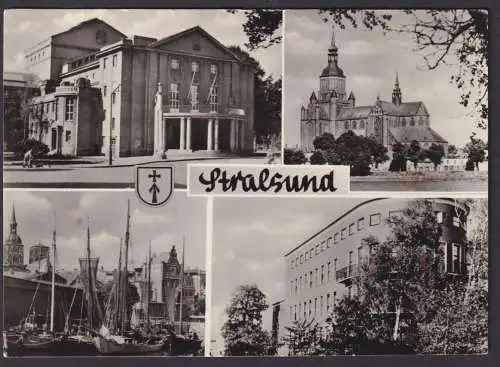 Ansichtskarte Stralsund Mecklenburg Vorpommern Stadttheater Marienkirche