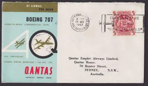 Flugpost Air Mail Brief Australien EF 5 sh. Boeing 707 Qantas nach Sydney New