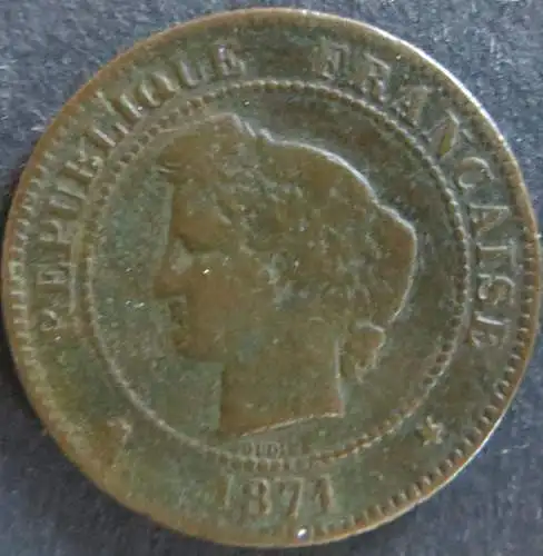 Münze Frankreich 1871 - 5 Centimes Dritte Republik Kupfer s