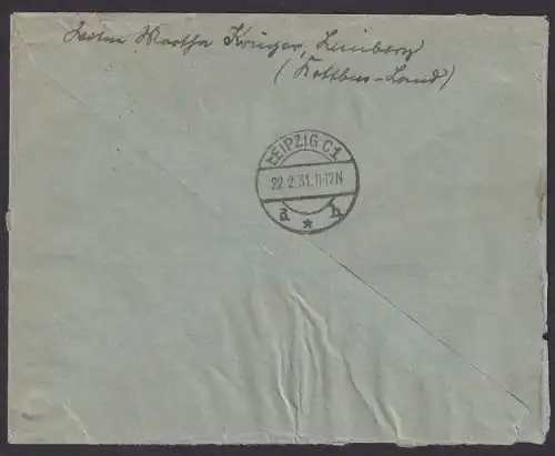 Limberg über Cottbus Land Brandenburg Deutsches Reich R Brief Landpoststempel