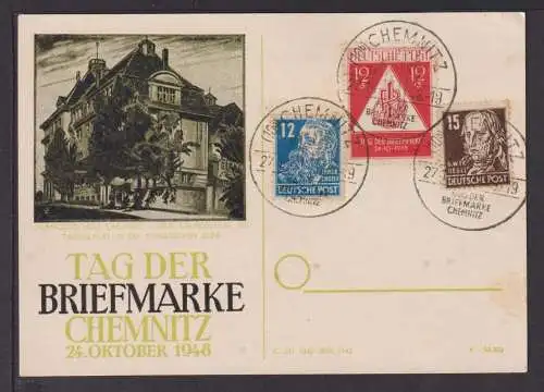 SBZ Chemnitz im Aufbau Philatelie Tag der Briefmarke schöne Künstler Anlasskarte