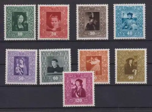 Liechtenstein 268-276 Gemälde Fürsten 1949 tadellos postfrisch MNH Kat 90,00