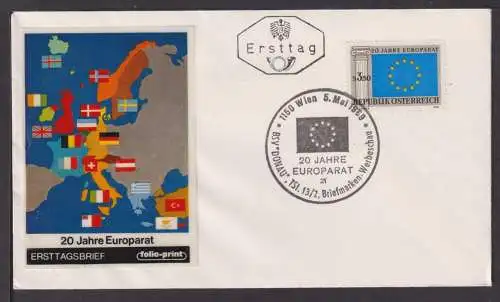 Wien Östereich Brief 1969 20 Jahre Europarat Tham Europa mit Flaggen