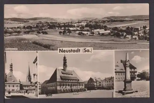 Ansichtskarte Neustadt Sachsen Markt Rathaus Postmeilensäule Großdalzig