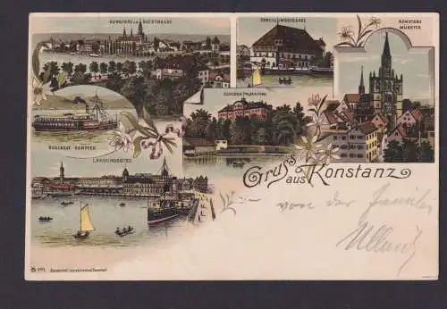 Litho Ansichtskarte Konstanz Baden Württemberg Münster Kirche Schloß Mainau n.