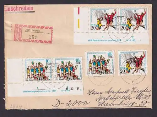 Briefmarken Druckvermerk Bogenecke Eckrand DDR Brief Turn Sportfest Leipzig nach