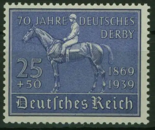 Deutsche Reich 698 70 Jahre Deutsches Derby Pferde Luxus postfrisch Kat. 80,00