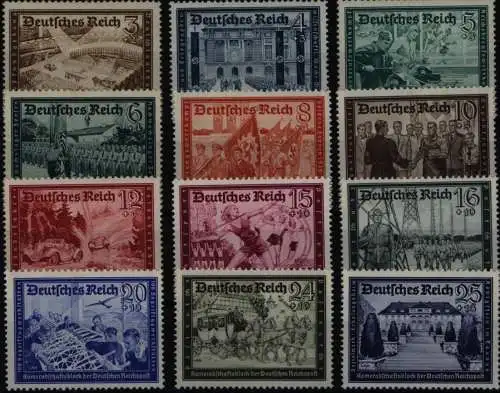 Deutsches Reich Kameradschaftsblock Reichspost 702-713 postfrisch MNH Kat. 85,00