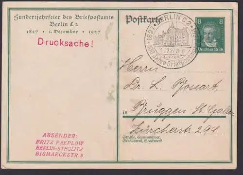 Deutsches Reich Ganzsache P 179 Berlin 100 Jahre Briefpostamt rs. Briefträger