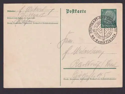 Briefmarken Deutsches Reich Sport NS Kampfspiele Stuttgart Bad Cannstadt