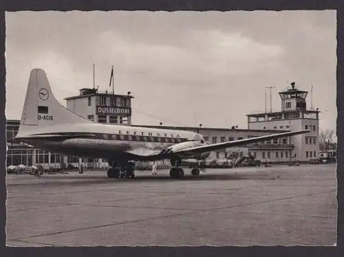 Flugpost Ansichtskarte Lufthansa D-ACIG Flughafen d. Wirtschaft Düsseldorf Rhein