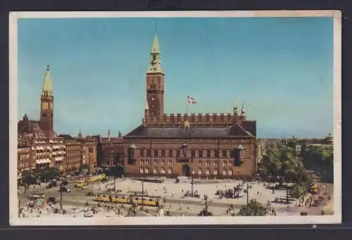 Ansichtskarte Copenhagen Dänemark The Town Hall Rathaus Verkehr Strassenbahn