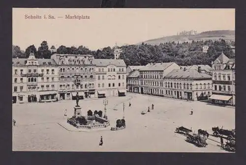 Ansichtskarte Sebnitz Sachsen Hauptplatz Denkmal Hotel Stadt Dresden