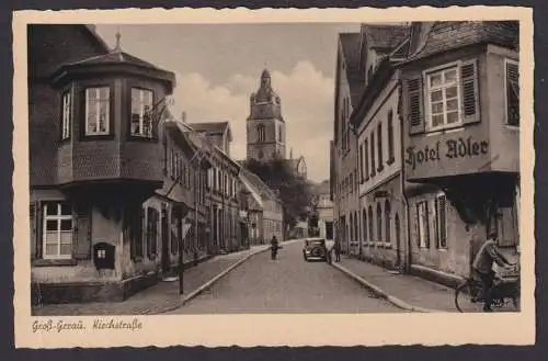 Ansichtskarte Groß Gerau Hessen Kirchstrasse Hotel Adler Verlag L. Fink Groß