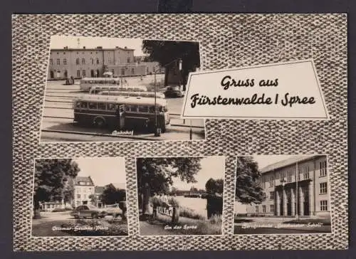 Ansichtskarte Fürstenwalde Spree Brandenburg Bahnhof Ottmar Geschke Platz