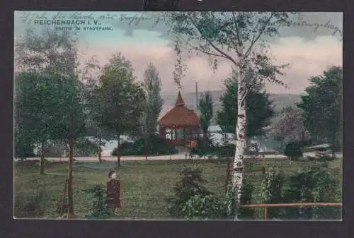 Ansichtskarte Künstlerkarte Reichenbach Vogtland Sachsen Stadtpark nach Aue