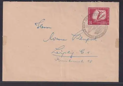 DDR Brief EF 281 Wintersport Sport SST Oberhof nach Leipzig 25.2.1951