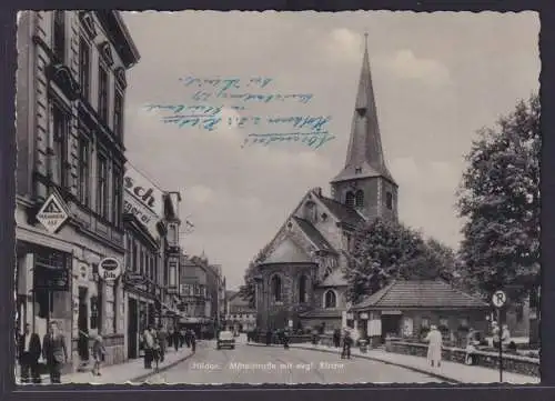 AnsichtskarteHilden Mittelstrasse Kirche Gasthof Max Zaun nach Berlin