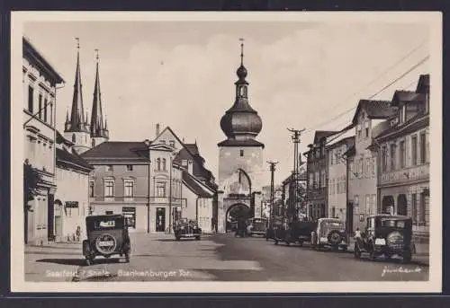 Ansichtskarte Saalfeld Saale Blankenburger Tor Oldtimer Verlag Richard Zischank