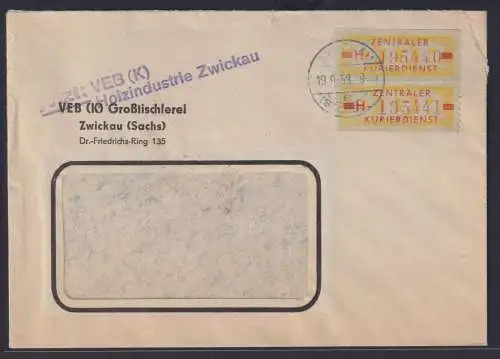 DDR Brief Dienstmarken B 18 MEF 10 Pfg. Nr. H 195440-1 ab Zwickau 19.9.1958