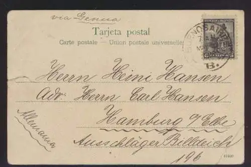 Schiffspost Argentinien Ansichtskarte via Genua Argentinia postcard ships post