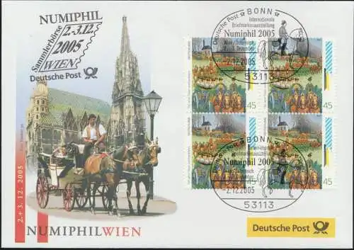 Motiv Philatelie Bund Brief Viererblock 2494 Tradition Numiphil Österreich Wien