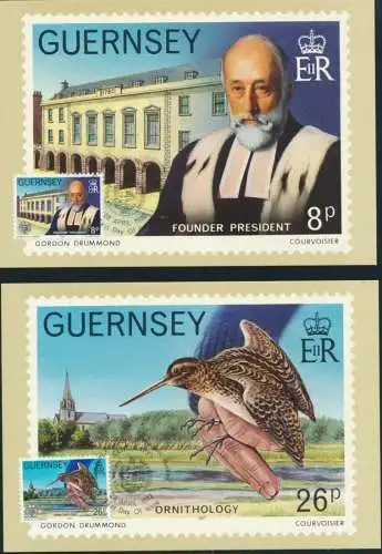 Guernsey 6 Künstlerkarten 100 Jahre La Societe Guernesiaise Ersttagsstempel