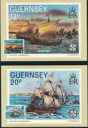 Guernsey 6 Künstlerkarten 100 Jahre La Societe Guernesiaise Ersttagsstempel