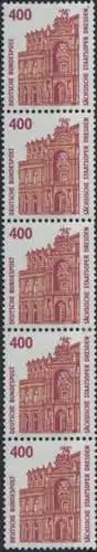 Bund 1562 R I 5er-Streifen - 400 Pf Semperoper Dresden SWK Kat.-Wert 30,00