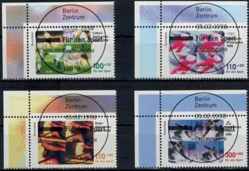 Bund 1968-71 Bogenecke Eckrand Vollstempel Sport Fußball oben links Ersttags-SST