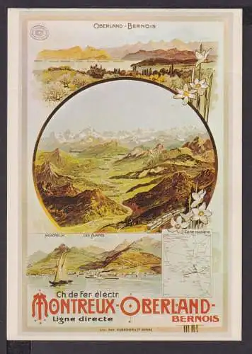 Jugendstil Art Nouveau Künstler Ansichtskarte Montreux Oberland Bernois 1900