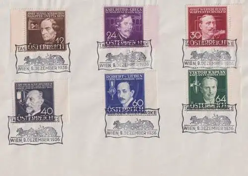 Österreich 632-637 Wohlfahrt Erfinder jeweils mit gutem SST Tag der Briefmarke