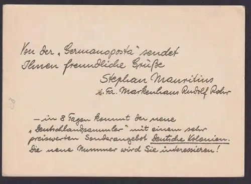 Deutsches Reich Privatganzsache Philatelie Berlin guter SST W 62 Germanopost