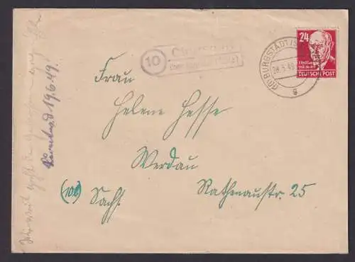 Briefmarken SBZ Brief Landpoststempel Chursdorf über Burgstädt Sachsen EF 24 Pfg