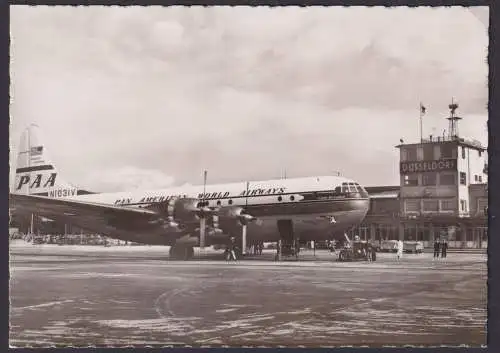 Flugpost Ansichtskarte Pan American World Airways Flugzeug Flughafen Düsseldorf