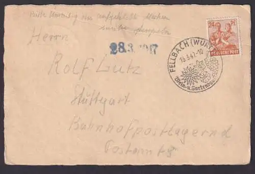 Briefmarken All. Besetzung Gemeinschaft MIF Satzbrief SST Fellbach Württemberg