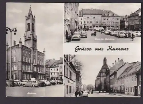 Ansichtskarte Kamenz Sachsen Platz der Befreiung Rathaus Weststrasse Oldtimer