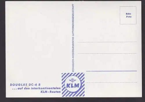 Flugpost airmail Ansichtskarte KLM Flugzeug Douglas DC 6 B Niederlande