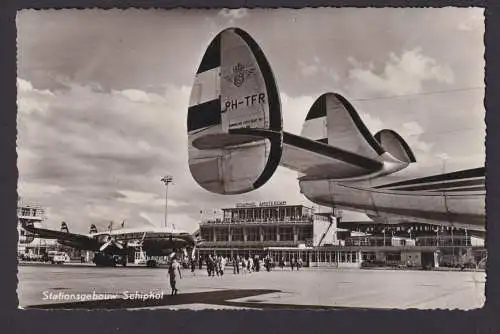 Flugpost Ansichtskarte KLM PH TFR Flughafen Amsterdam Niederlande n. Leipzig