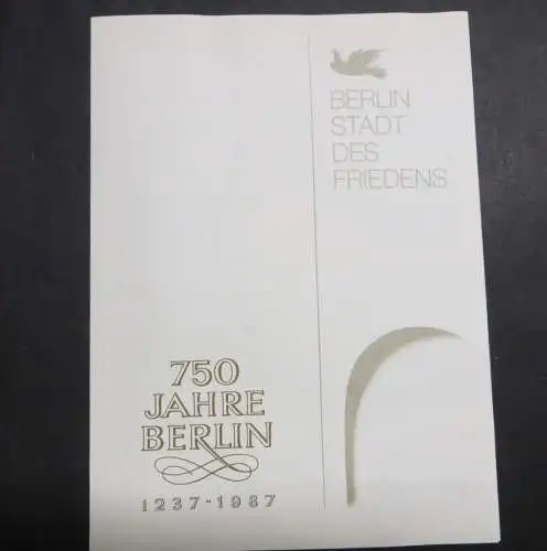 DDR 750 Jahre Berlin Stadt des Friedens selt. Falt - Gedenkblatt Marken + Blocks