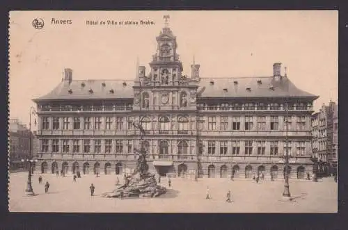 Ansichtskarte Anvers Antwerpen Belgien Hotel de Ville Denkmal Feldpost