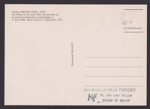 Briefmarken Frankreich 2592 Charles Richet Nobelpreisträger Medizin Maximumkarte