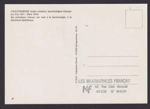 Briefmarken Frankreich 2358 Anfre Chantemesse Bakteriolge Medizin Maximumkarte