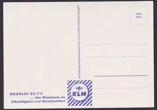 Flugpost air mail Ansichtskarte KLM Douglas DC 7C Niederlande Reklame Werbung