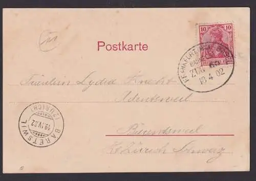 Briefmarken Bahnpost Deutsches Reich Frankfurt Basel Bäretswil Zürich Karlsruhe