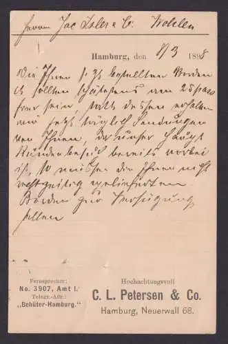 Briefmarken Deutsches Reich Reklame Werbung Vordruck Postkarte c.L. Petersen