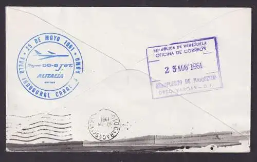 Flugpost Brief Air Mail Italien Alitalia DC 8 Jet Rom Mailand Caracas Venezuela