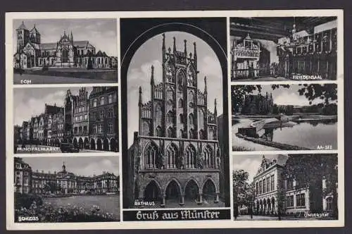 Ansichtskarte Münster Westfalen Dom Prinzipalmarkt Schloss Rathaus Friedensaal